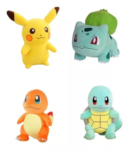 Kit 4 Pelúcia Pokemon Pikachu Coleção Amigos Turma Desenho