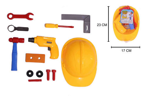 Set Herramientas Construccion + Casco X24 U Mayorista Niños