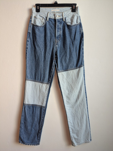 Pacsun Jeans Pachwork Rectos Tiro Alto Azul Claro Mujer (Usado)