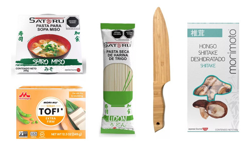 Pack Pasta Queso Tofu+pasta Udon+shitake+miso+cuchillo Bambu