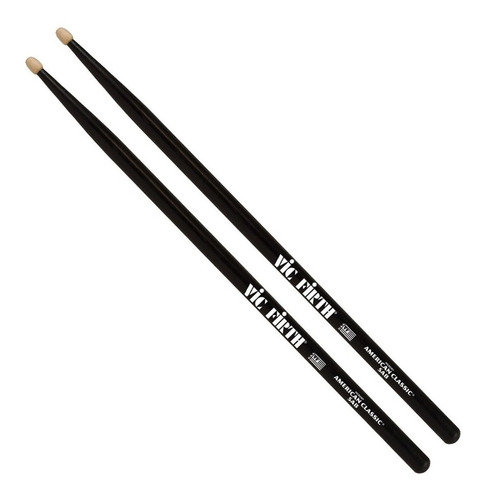 Imagen 1 de 4 de Palillos De Bateria Vic Firth 5a Punta De Madera Black Negro