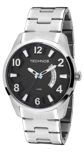 Relógio Technos Prata Masculino Classic Steel 2115ksu/1a