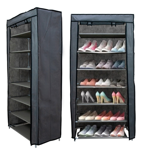 Zapatera Organizador Closet Gris 6 Niveles Portatil Calidad