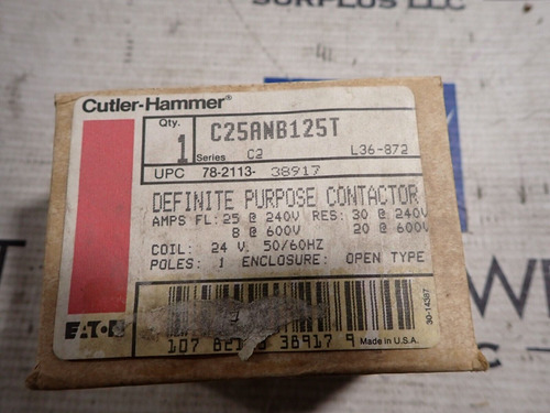 New Cutler Hammer C25anb125t Definite Purpose Contactor  Dde