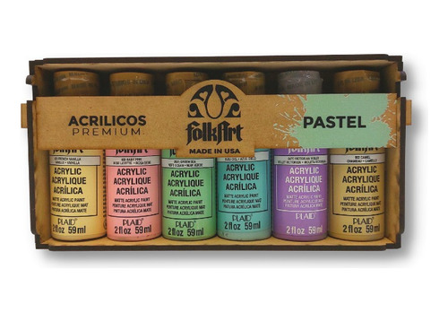 Set 6 Pinturas Acrilicas 59ml Folkart Tonalidad Pastel