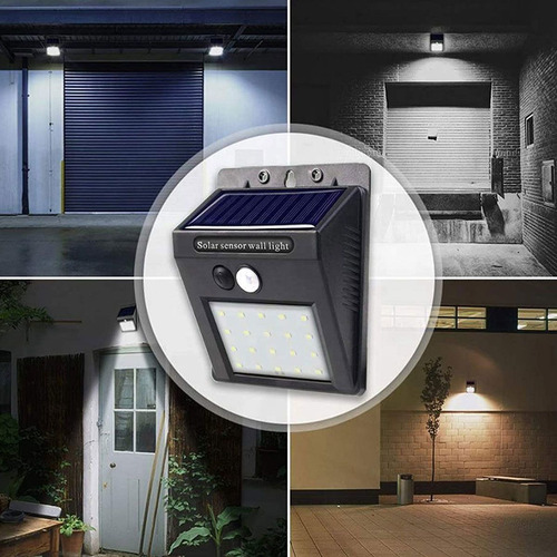 Imagen 3 de 9 de Lampara De Pared Led Con Panel Solar Y Sensores Pir/cds