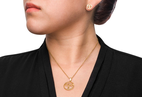 Imagen 4 de 4 de Collar Y Aretes Oro Laminado 22k Q3000