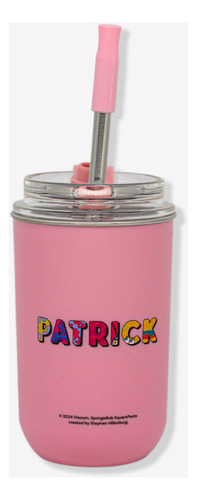 Copo Neo C/canudo Patrick Bob Esponja Zona Criativa Cor Rosa