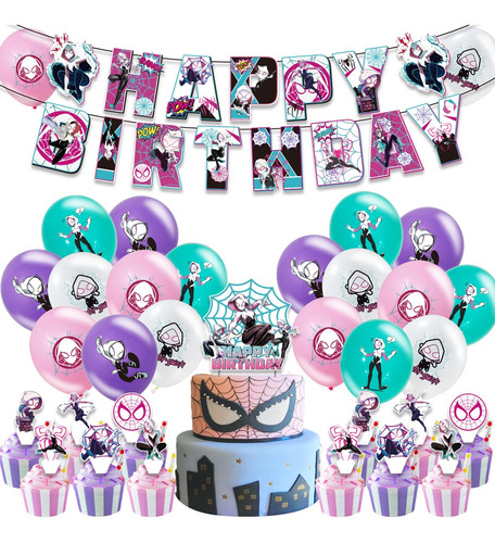 Globos Spider Gwen Cumpleaños Fiesta Temáticos Accesorios