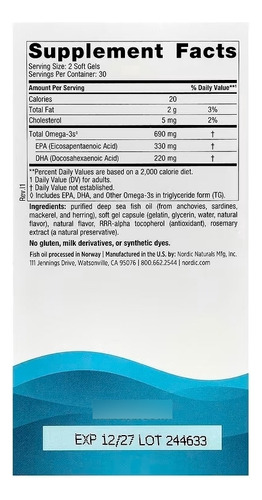 Nordic Naturals Omega-3 - 60 Cápsulas Blandas Limón