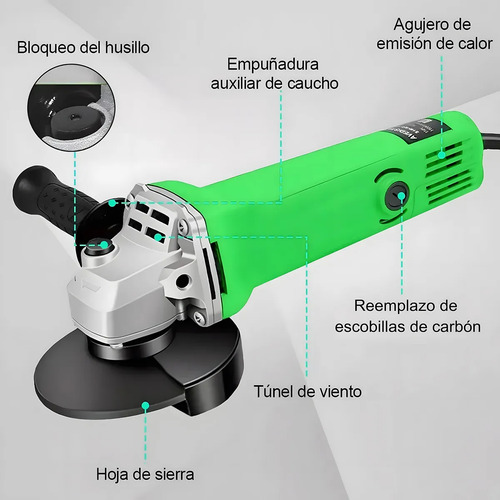 Mini Esmeril Angular Pulidora Amoladora 860w Con40accesorios
