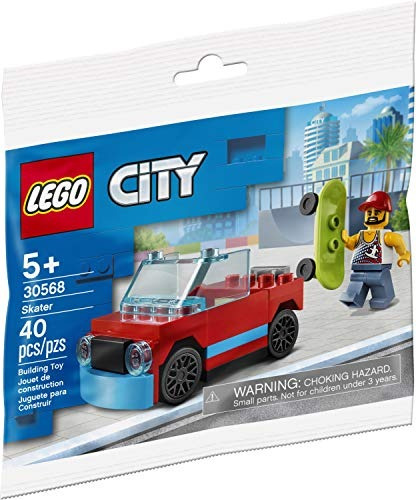 Minifigura Lego City Skater 30568 Con Monopatín Y Coche