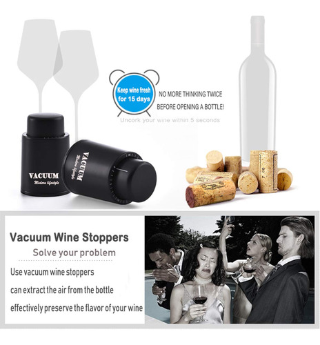 1 Paquete De Tapones Para Botellas De Vino Real Vacuum