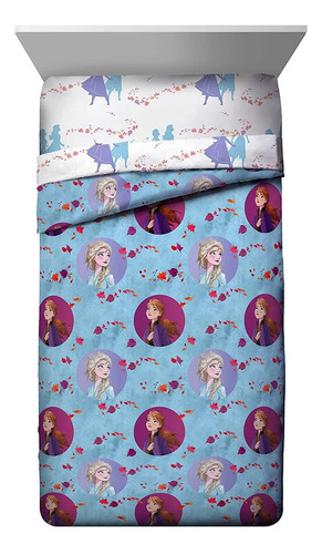 Jay Franco Disney Frozen 2 Sister Dots Full Comforter, Azul