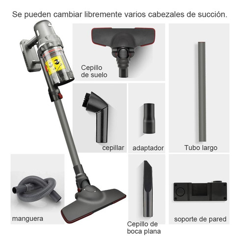 Aspiradora Vertical 4m Cable Filtro 18000kpa Soporte Pared