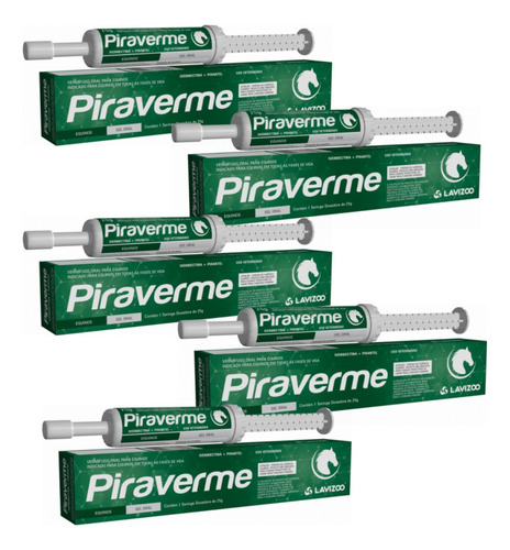 Kit 05 Piraverme 25g Lavizoo Vermifugo Gel Para Cavalo Potro