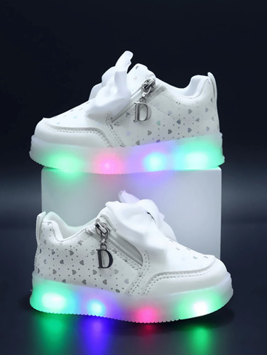Tenis Con Luz Led Zapato Para Niiñas Corazones