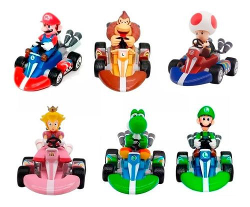 Mario Bros Kart Car X 6 Vehiculos Carros