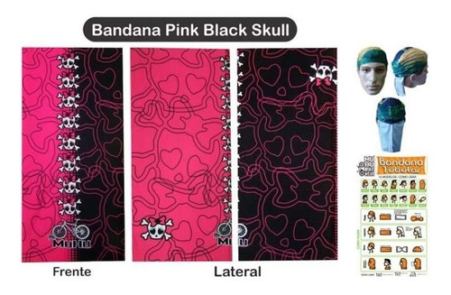 Bandana Muhu Pink Black Skull