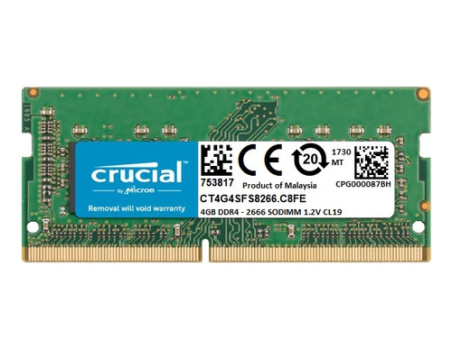 Memória Notebook Ddr4 4gb 2666mhz 1.2v Pc4-2666 1rx8 Crucial