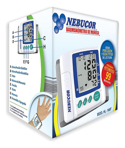 Monitor De Presión Arterial Digital De Muñeca Nebucor Blanco