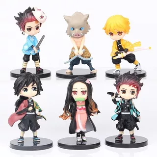 6pc Figuras De Demon Slayer Juguetes De Acción Figuras Anime