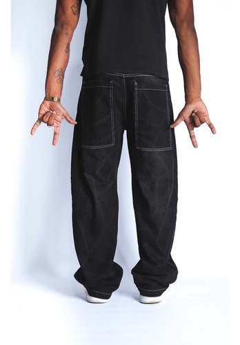 Jean Pantalon Baggy Oversize Holgado Negro Spider Black