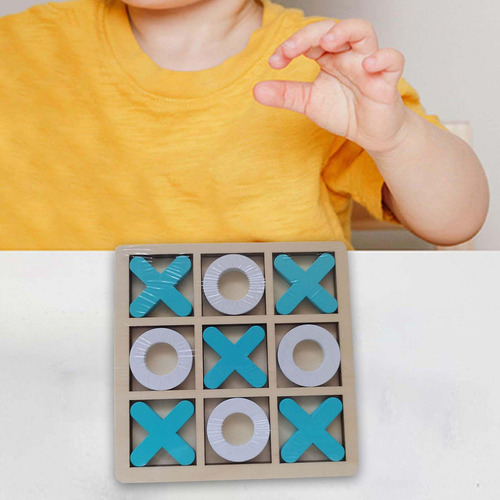 Juego De Madera Tic Tac Toe, Juego De Mesa De Ajedrez Azul