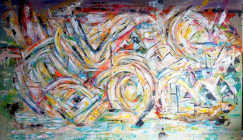 Imagen 1 de 2 de Cuadro Abstracto Cazart Pintado A Mano Lienzo Con Bastidor