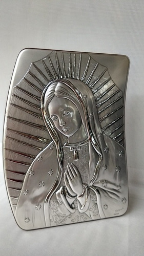 Cuadro De La Virgen De Guadalupe Ley 0.925 Plata 23x32.5 Cm 