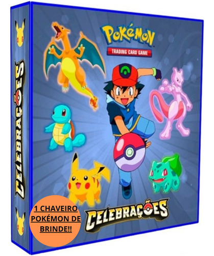 Fichário Pasta Álbum Pokemon 50 Folhas + 15 Cartas + Brinde