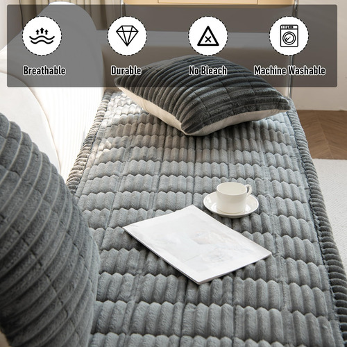 Fundas Mullidas Para Sofá Protector Elegante De Algodón Gris Gris Oscuro Nombre Del Diseño