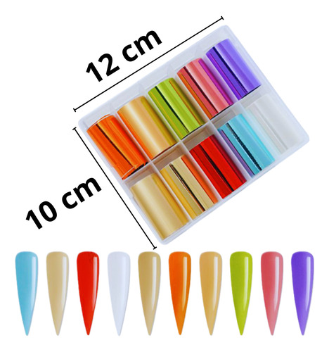 Kit 10 Pegatinas Uñas Foil Transfer Láminas Variedad Diseños Marmoleado