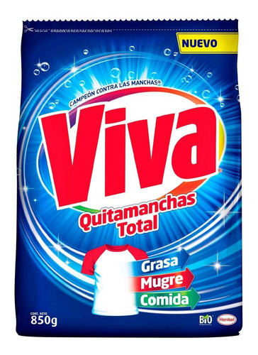 Vivá Quitamanchas Total detergente en polvo poder dual con clorox 850gr