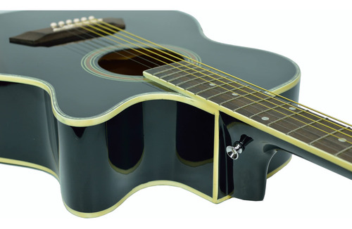 Guitarra Electroacústica Deviser L-706 Negra Con Funda De Calidad