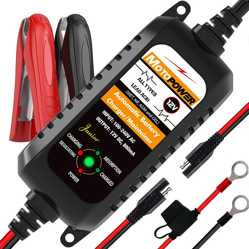 Motopower Mp00205a 12v 800ma Cargador De Batería Mantenedor
