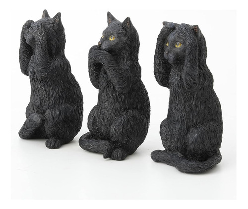 Veronese Design 4 Inch Black Kittens Hear Speak See No Evil 