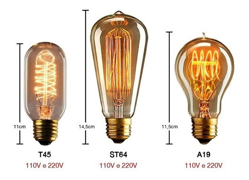 Imagem 3 de 10 de Lâmpada Vintage Retrô Edison Filamento De Carbono - T45