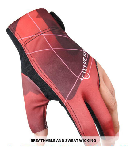4 Guante De Billar De 3 Dedos, Guante Deportivo Negro Rojo