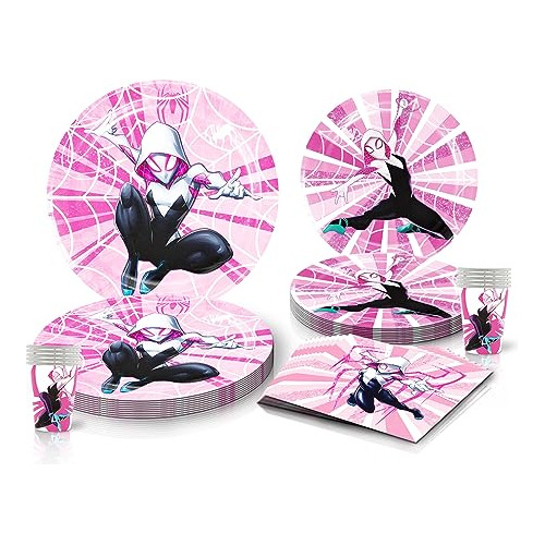 60 Pcs Spider Girl Party Supplies Include 20pcs Plates ...