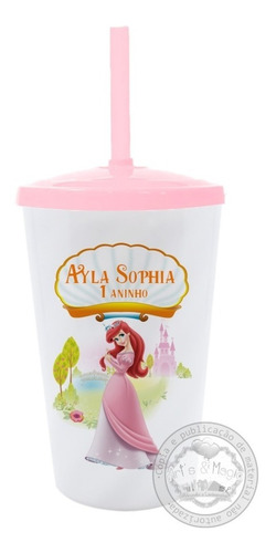 Imagem 1 de 2 de 20 Copos Twister Branco Personalizado A Pequena Sereia