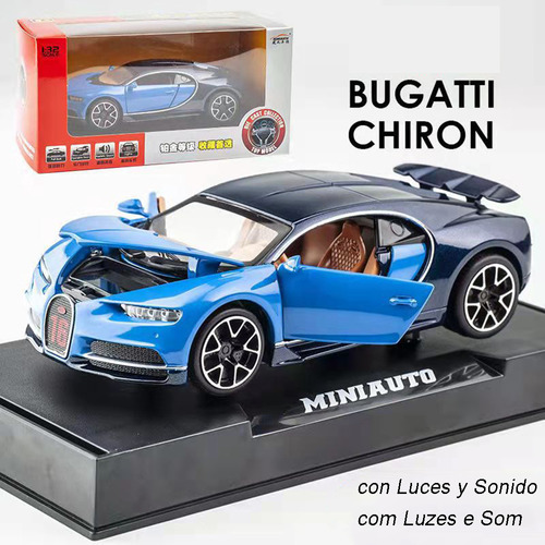 Bugatti Chiron Miniatura Metal Coche Con Luces Y Sonido  [u]