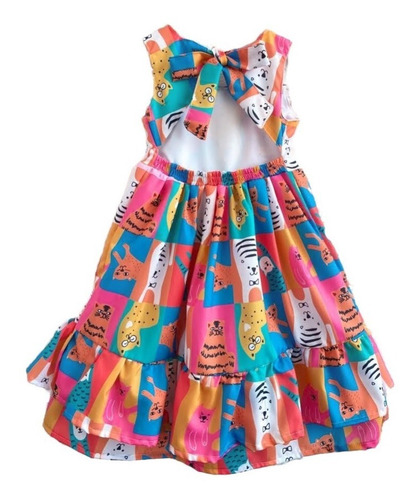 Imagem 2 de 5 de Vestido Infantil Rodado Princesa Colorido Verão