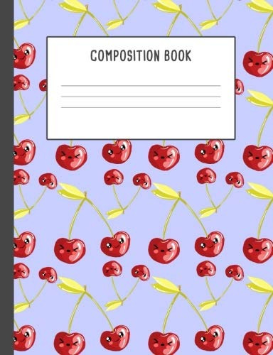 Composition Book Cute Cherry Purple Notebook, 200 Pages Coll