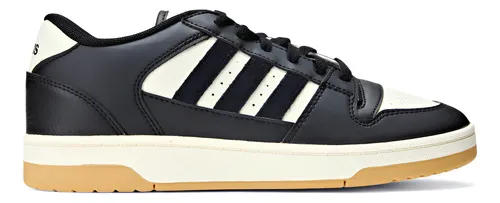 Tênis Adidas Break Start preto e branco visto de perfil lateral
