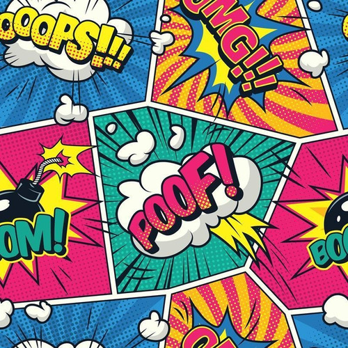 Imagem 2 de 6 de Papel De Parede Adesivo Pop Art Quadrinhos N05011 Rolo De 0,