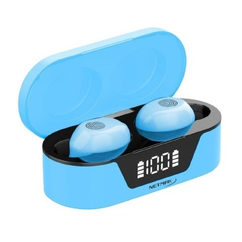 Auriculares Inalámbricos Bluetooth Netmak Biza Display Azul