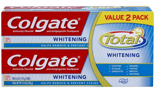 Pasta Colgate Total Whitening Paquete Doble, 340g