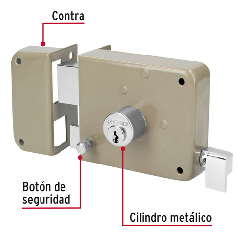 Cerradura Sobreponer,instala-fácil, Izq,blister,hermex Basic