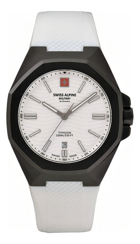Reloj Swiss Alpine Military By Grovana Typhoon 7006.1873sam Color blanco y negro